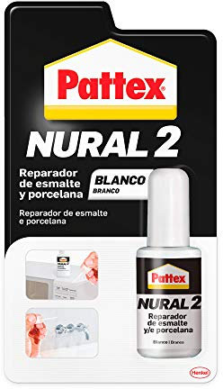 Pattex Nural 2 Reparador de esmalte y porcelana, esmalte permanente blanco para desconchados, golpes y rozaduras, esmalte profesional con múltiples aplicaciones, 1 x 50 g