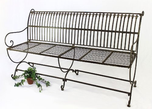 DanDiBo Bank Finca 063-JO 3-Sitzer aus Metall Gartenbank Sitzbank Baumbank 153 cm Braun