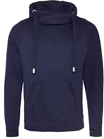 AWDis Men's Cross Neck Hoodie, Blue (Oxford Navy), Large