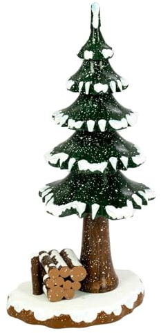 Hubrig Winterkinder Winterbaum mit Holzstapel Erzgebirge