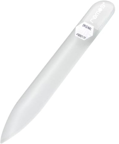 REMOS - Lima de uñas de cristal templado real, doble cara, 8 cm, transparente
