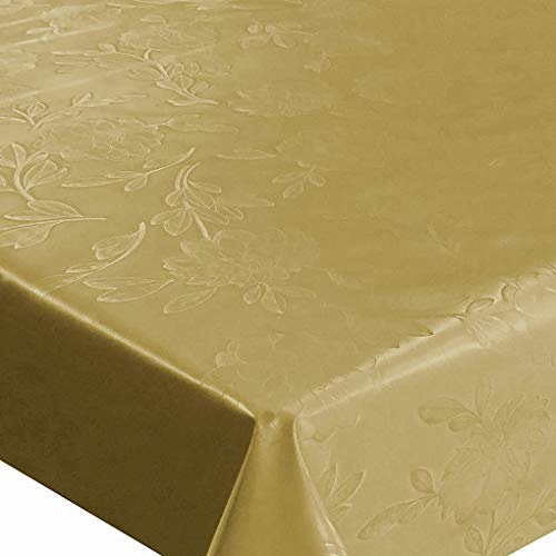 Wachstuch Wachstischdecke Tischdecke Gartentischdecke Blumen UNI Gold Breite & Länge wählbar 120 x 280 cm Eckig geprägt abwaschbar