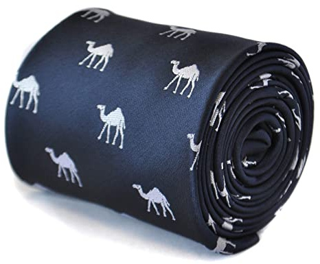 Frederick Thomas navy blue tie with camel design
