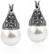 AeraVida Vintage Flair Markasit Stil Pyrit und Süßwasser-Zuchtperle .925 Sterling Silber 10 mm Ohrringe, Perle, Schwefelkies