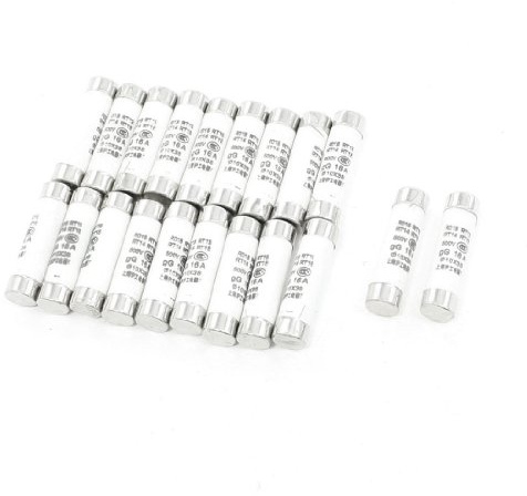 uxcell 20 Pcs 500V 16A 10x38mm Cylindrical Ceramic Tube Fuses Link R015 RT14 RT18 RT19