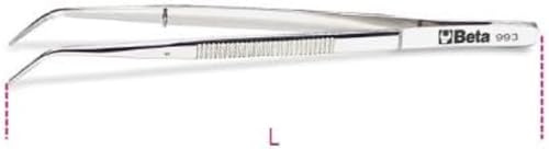 Beta 993 145 - Gebogene pinzette mit stabilisierstift und feinen, abgerundeten spitzen, gezahnt, aus rostfreiem stahl, fein poliert