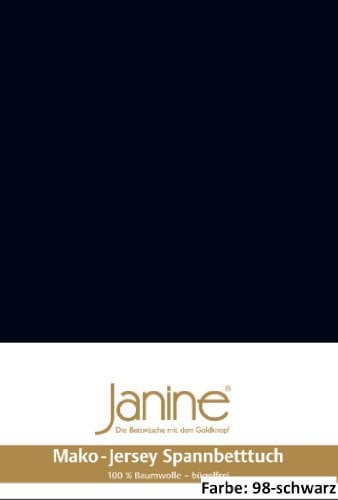 Janine Mako Jersey Spannbettlaken in 36 Farben 200x200 in schwarz