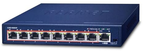 Planet GSD-908HP Managed Gigabit Ethernet Network Switch (10/100/1000) Black Power over Ethernet (PoE) - Network Switches (Managed, Gigabit Ethernet (10/100/1000), Ethernet Connection, Supports Power over this Port (PoE))