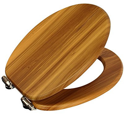 Showerdrape Norfolk Antique Pine Wooden Toilet Seat, Toilet Seat Soft Close Adjustable Chrome Hinges Standard with Fixtures and Fittings Included