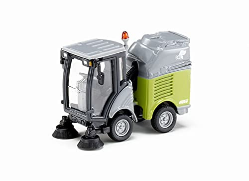 siku 2936, Kehrmaschine inkl. Mülltonne, 1:50, Metall/Kunststoff, Grau/Grün, Bewegliches Gelenk