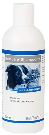 Alfavet HexoCare® 4% koncentrerat schampo 250 ml för hundar och katter med klorhexidin för rengöring av hud och päls