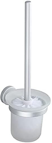 MSV WC Garnitur Toilettenbürste Bürste „Lugano“ aus hochwertigem Aluminium und Glas Ersatzbürste Toilettenbürstenhalter zur Wandmontage