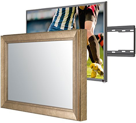 Handmade Framed Mirror TV with 32-inch Smart TV to Blend this Hidden Mirrored Television into Your Home or Business Decor (32 Inch, NY Bronze Black)