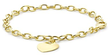 CARISSIMA Women's 9ct Yellow Gold Heart Tag Belcher Bracelet of 18cm/7