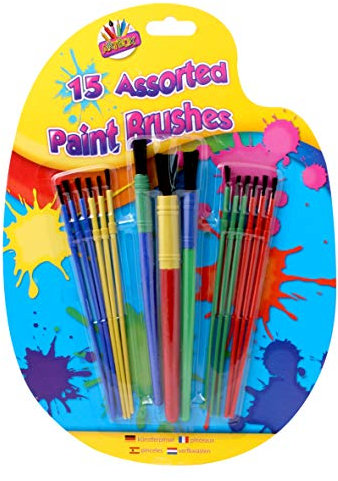 THE ART BOXARTBOX Plastic Paint Brush - Assorted Colour (Pack of 15)