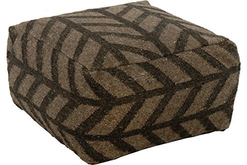 korb.outlet Sitzkissen/Würfel mit Kelim Muster Streifen aus Wolle, handgewebt 55x55x35cm - Schwarz, Grau (008)