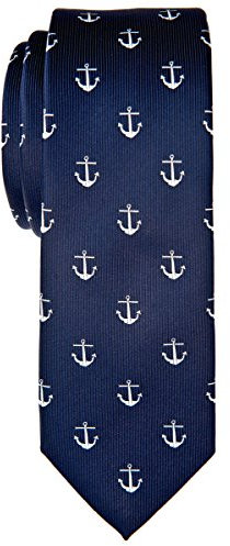 Retreez Herren Prämie Schmale Gewebte Krawatte Anker Ankermuster 5 cm - marineblau