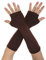sourcing map Damen Winter Regenbogen Streifen Fingerless Ellenbogen Lange Strickhandschuhe Braun 36.5 x 8.5cm