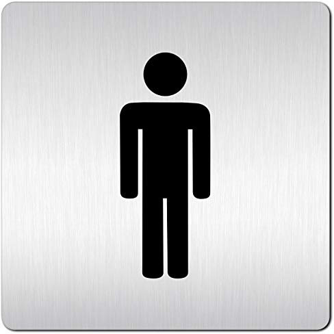 Türschilder24 XXL Schild - Türschild (B) • 125 x 125 mm • Herren WC Piktogramm • 1,5 mm Aluminium Vollmaterial • 100% Made in Germany
