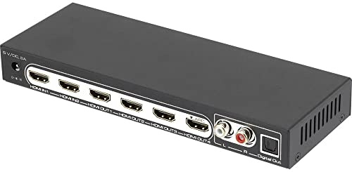 SpeaKa Professional 4 Port HDMI-Splitter mit Audio-Ports, mit Fernbedienung 3840 x 2160 Pixel Schwarz