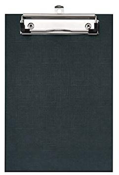 VELOFLEX 4815980 - Schreibplatte DIN A5, PP-kaschiert, Leinenstruktur, Metallklemme mit Hängeöse, Klemmbrett Schwarz, 1 Stück