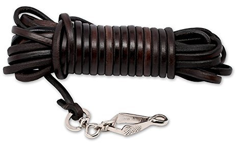 Mystique Schweissleine und Schleppleine aus rundem Leder 10 m braun