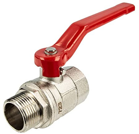 tecuro Kugelhahn, Innen- x Außengewinde G 3/4 Zoll (DN 20) Stahlhebel lang, temperaturbeständig von -20°C bis + 150°C, Druckstufe PN25, MS vernickelt