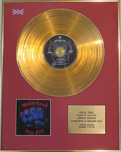 Motorhead – goldene Schallplatte, in limitierter Ausgabe, mit 24 Karat Gold beschichtet – erhalten für das Album Iron Fist