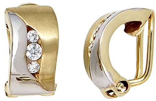 Ohrclips Clips Ohrschmuck mit Zirkonia 333 Gold Gelbgold teilrhodiniert Damen