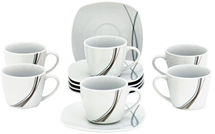 Van Well 6er Set Espressotasse 11cl mit Espressountertasse 12,3cm Oregon