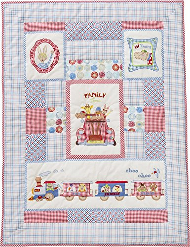 Room Seven Quilt, Krabbeldecke Happy family train and animals 90x125
