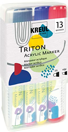 KREUL 17900 - Triton Acrylic Marker XXL + edge Powerpack, auf Wasserbasis, seidenmatt auftrocknend, Acrylmalstifte zur Gestaltung von Papier, Holz, Stein und vielem mehr