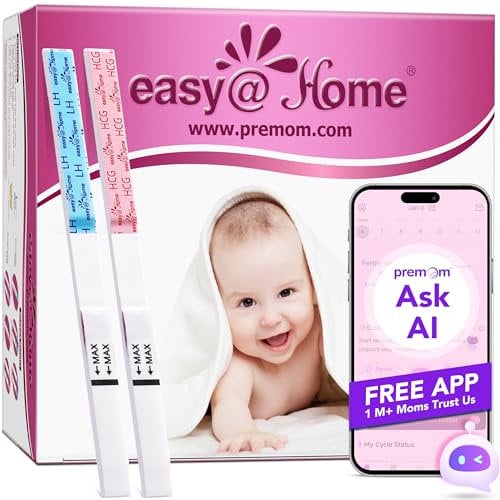 Easy@Home 50 Tests d'Ovulation 20 Tests de Grossesse - Soutenu par l’Application d’Ovulation Premom avec APP Française
