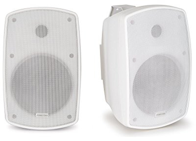 FONESTAR Pareja de altavoces con transformador de línea 100 V y baja impedancia. Preparados para uso en exteriores, protección contra agua y materiales anticorrosión