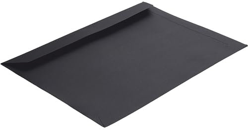 50 Stück, Farbige Briefumschläge, DIN C4, Haftklebung mit Abziehstreifen, Gerade Klappe, 130 g/qm Colorista, Ohne Fenster, Schwarz, Blanke Briefhüllen