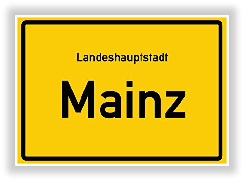 Druck-Geschenk Ortsschild - MAINZ - Hauptstadt - Landeshauptstadt - Ortseingangsschild Deko Bild - Kunstdruck Poster