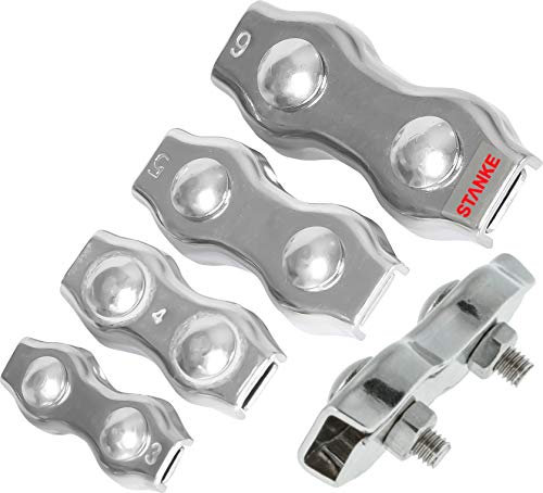 Seilwerk STANKE 10x Serre-Câble Plat de Selle Double Zingué Taille 4 Connecteur Galvanisé Duplex Pour Câble d’Acier 4 mm