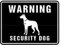 Schild Alu WARNING SECURITY DOG 150x200mm (Wachhund, Achtung freilaufender Hund) wetterfest