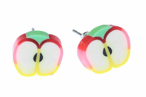 Miniblings Apfel Ohrstecker Stecker Ohrringe Frucht Früchte Apple Obst rot gelb - Handmade Modeschmuck I Ohrringe Stecker Ohrschmuck