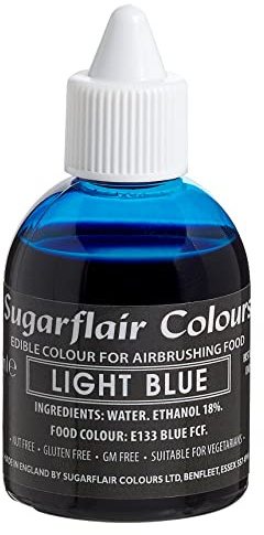 Sugarflair Light Blue Edible Airbrush Colour - Edible Food Colouring Airbrush Paint for Cakes, Cupcakes, Icing and Cake Decorations - 60ml