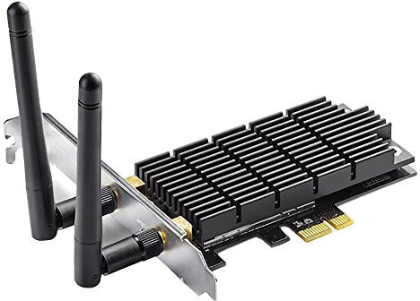 TP-Link Carte WiFi Archer T6E, Carte PCIe AC 1300 Mbps, 867 Mbps sur 5 GHz et 400 Mbps sur 2,4 GHz, Antennes détachables, Beamforming, MIMO 2×2, compatible Windows 11/10/8.1/8/7/XP