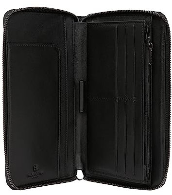 Hexagona - Compagnon de Voyage Stop RFID - Compatible Cartes de crédit, CNI, permis de Conduire, Passeport, Carte Grise et chéquier - pour Homme - Collection Sensation - Noir - en Cuir