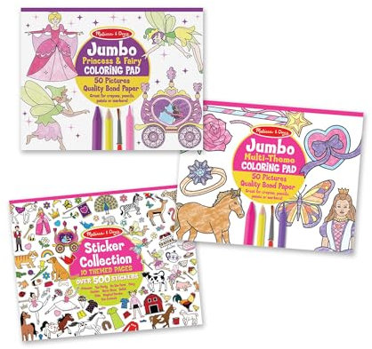 Melissa & Doug Girls Sticker Pad/Coloring Books Bundle