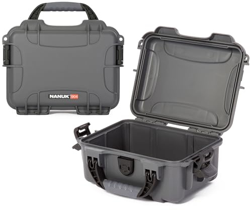 NANUK 904 Empty Hard Case – IP67 Waterproof Protective Hard-Shell Case, Impact-Resistant & Dustproof Storage Case, Perfect for Travel, 10.2 x 7.9 x 4.5, Made in Canada – Graphite