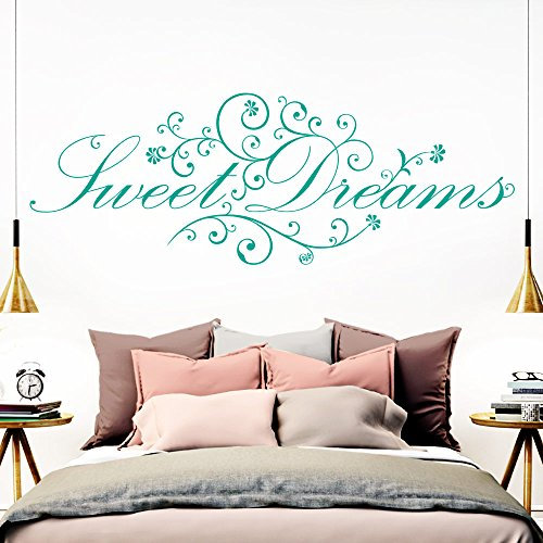 Grandora Wandtattoo Spruch Sweet Dreams I türkis (BxH) 110 x 41 cm I Schlafzimmer süße Träume selbstklebend Sticker Aufkleber Wandaufkleber Wandsticker W718