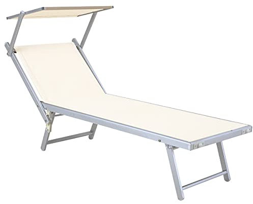 LETTINO PRENDISOLE ALLUMINIO TEXTILINE BIANCO 180X60X38 GIARDINO PISCINA SPIAGGIA