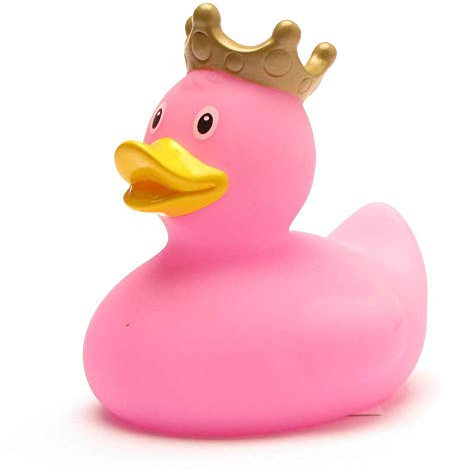 König pink Badeente I Quietscheente - L: 7,5 cm I inkl. Badeenten-Schlüsselanhänger im Set
