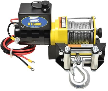 Superwinch 1331200 UT3000 Seilwinde, 1360 kg, Einzelschnurzug mit Rolle, 1,9 cm x 10,2 m, Stahldrahtseil, Handfernbedienung