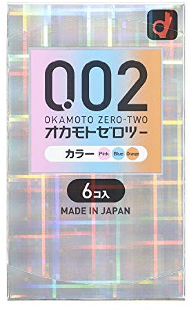 Okamoto 0.02 EX Polyurethane Condom 3 color Mix 6pc | Regular Size (japan import)