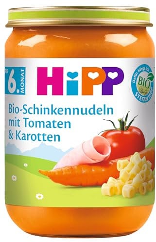 HiPP Bio-Schinkennudeln mit Tomaten und Karotten, 6er Pack (6 x 190 g)
